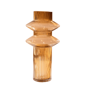 Amber art deco vase with geometric shape
