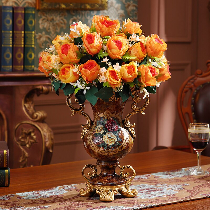 Antique royal golden floral pattern vase