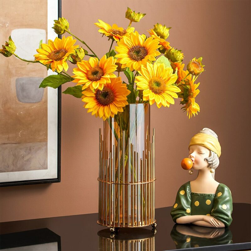 Art deco vase in gold glass tube