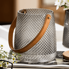 Basket-shaped glass vase