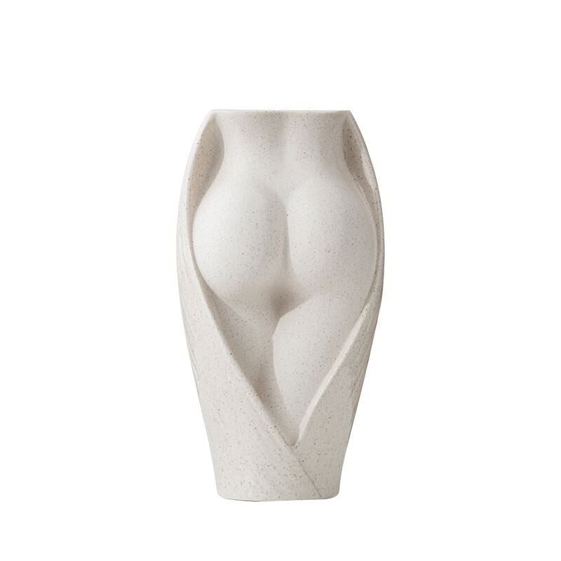Beige ceramic butt vase