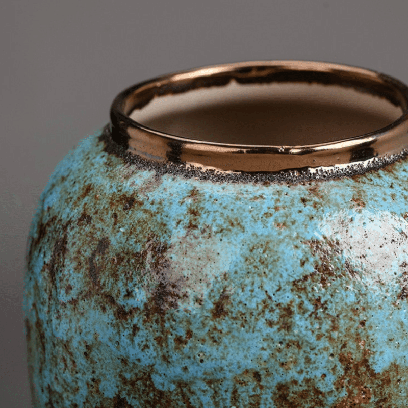 Blue stoneware vase