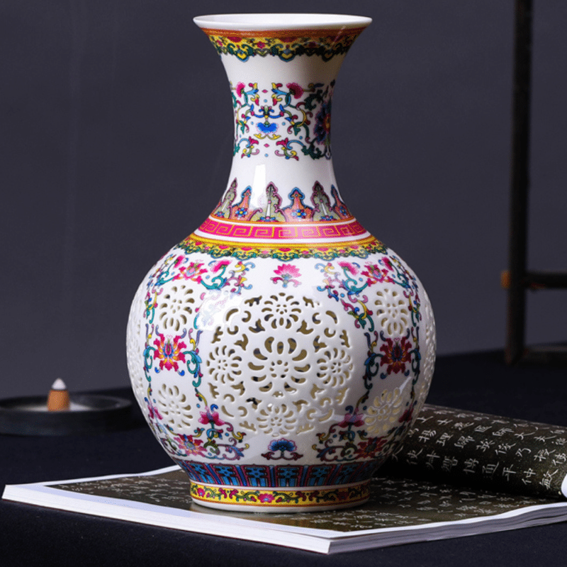 Chinese style openwork porcelain vase