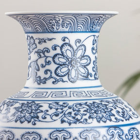 Chinese style white and blue porcelain vase