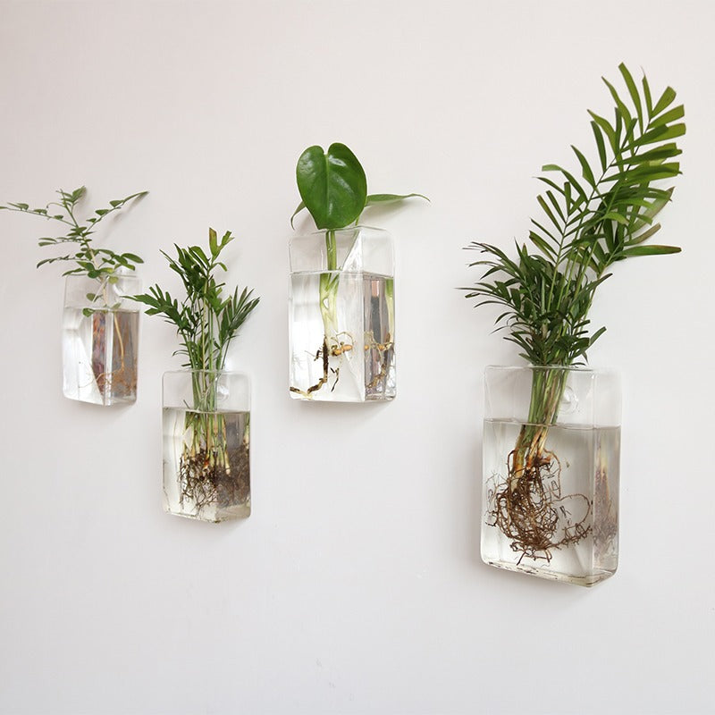 Clear wall hanging vase