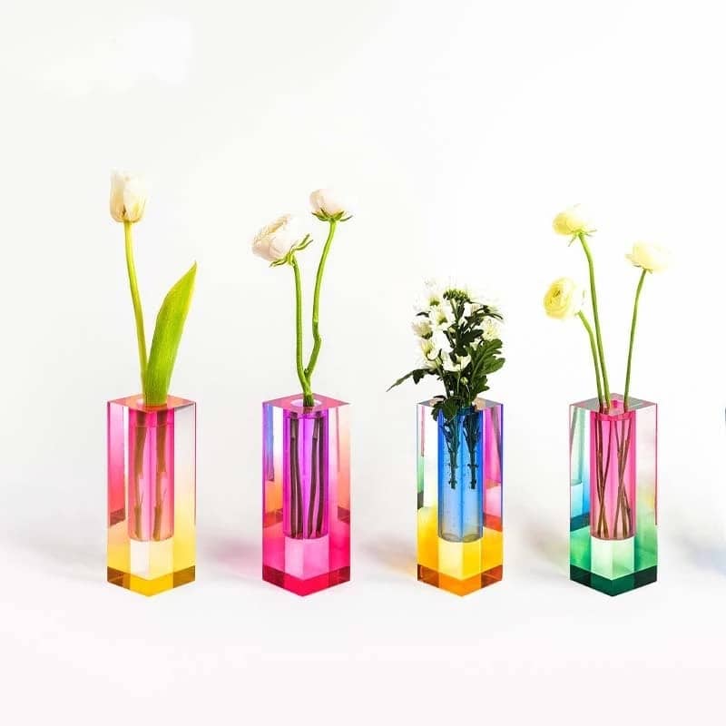 Neon colored square vase