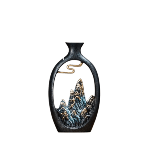 Japanese black openwork Zen style vase