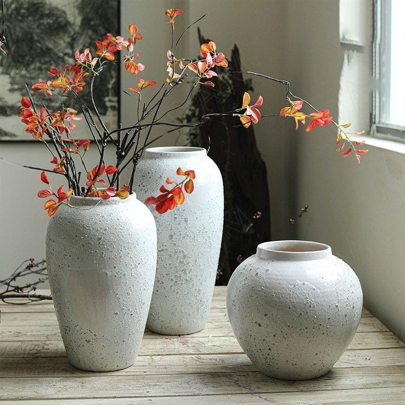 Matte white stoneware vase