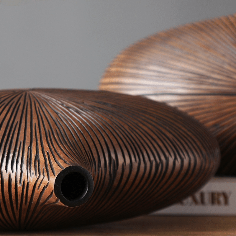 Modern Japanese oval wooden vase