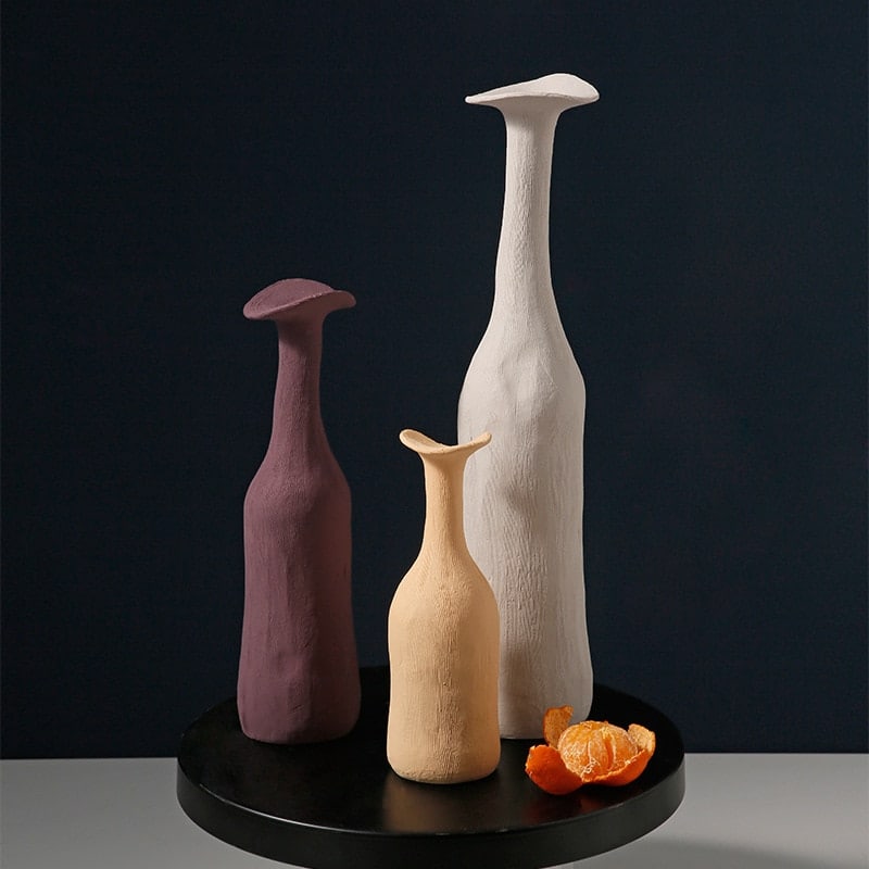 Modern Morandi style vase in the shape of a bottle