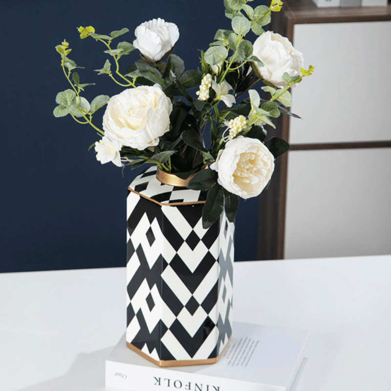 Modern square black and white vase