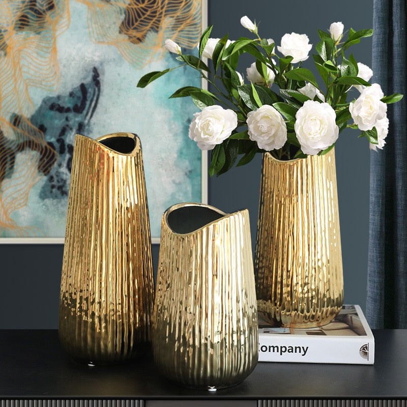 Modern gold ceramic vase