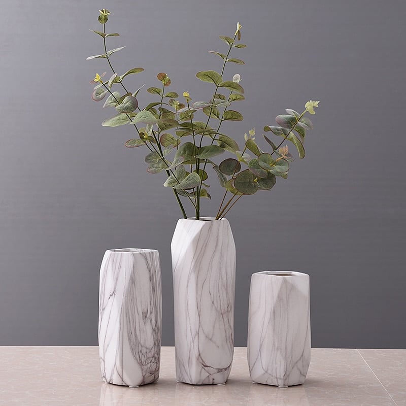 Modern square marble effect vase