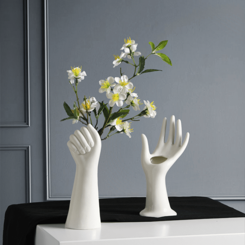 Modern design vase in the shape of a hand