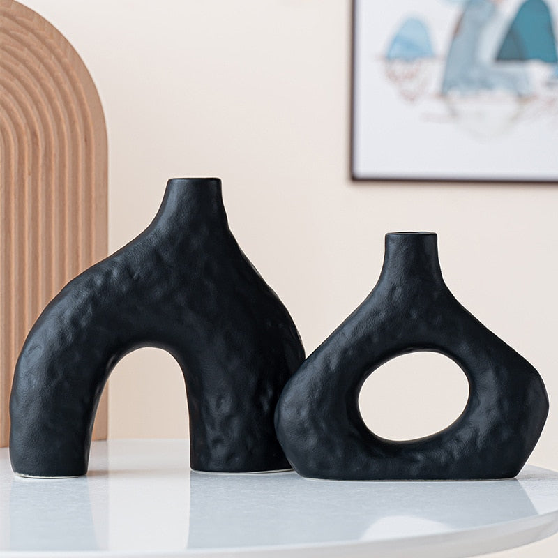 Nordic style black vase in duo