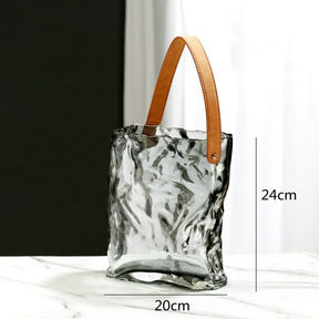 Original transparent bag-shaped glass vase