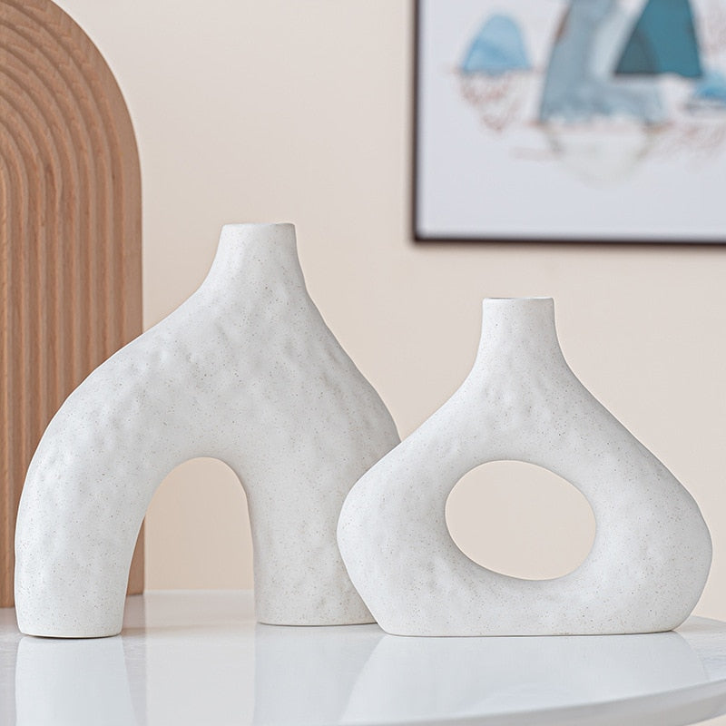 Scandinavian style white vase in duo