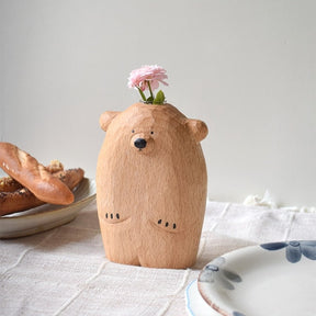 Wooden vase in the shape of a little bear