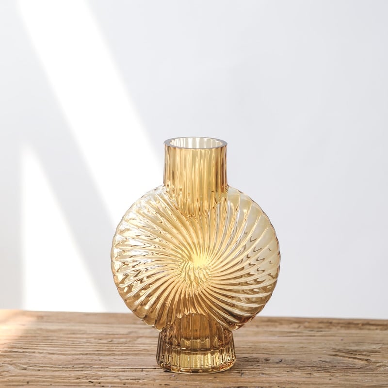 Spiral yellow shell vase