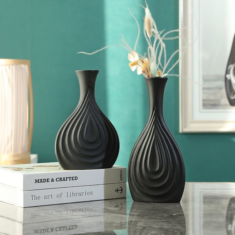 Minimalist black ceramic vase