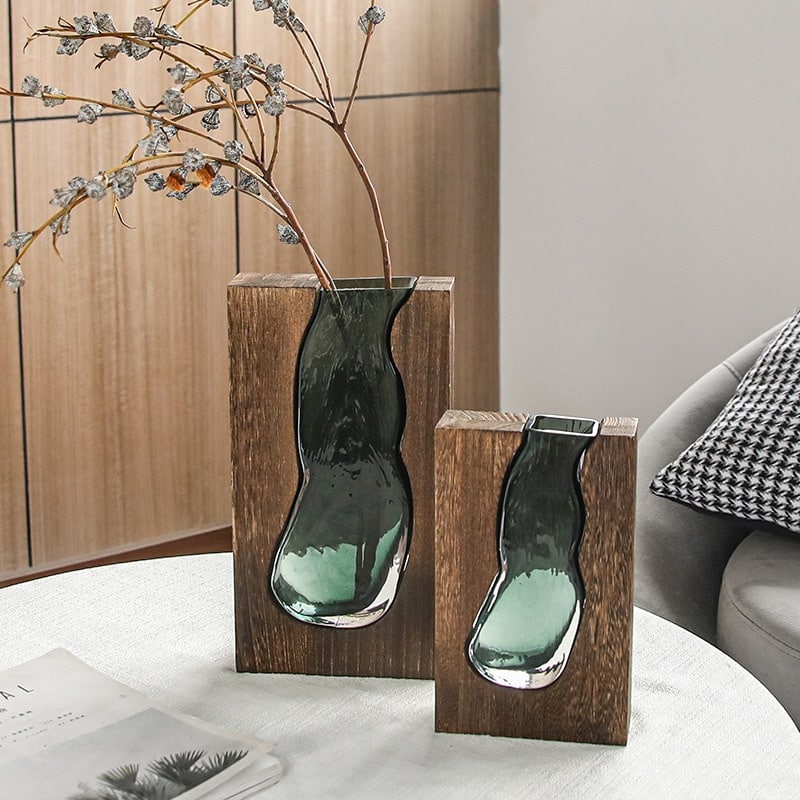 Modern style square wooden vase