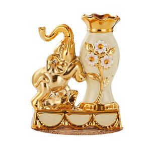 Vintage golden elephant vase