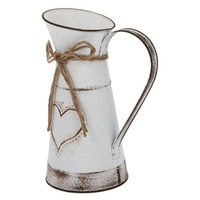 Vintage metal jug vase with heart