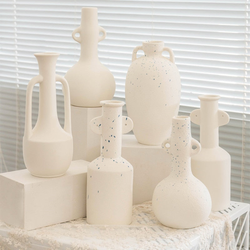White Greek vase in jar with handles