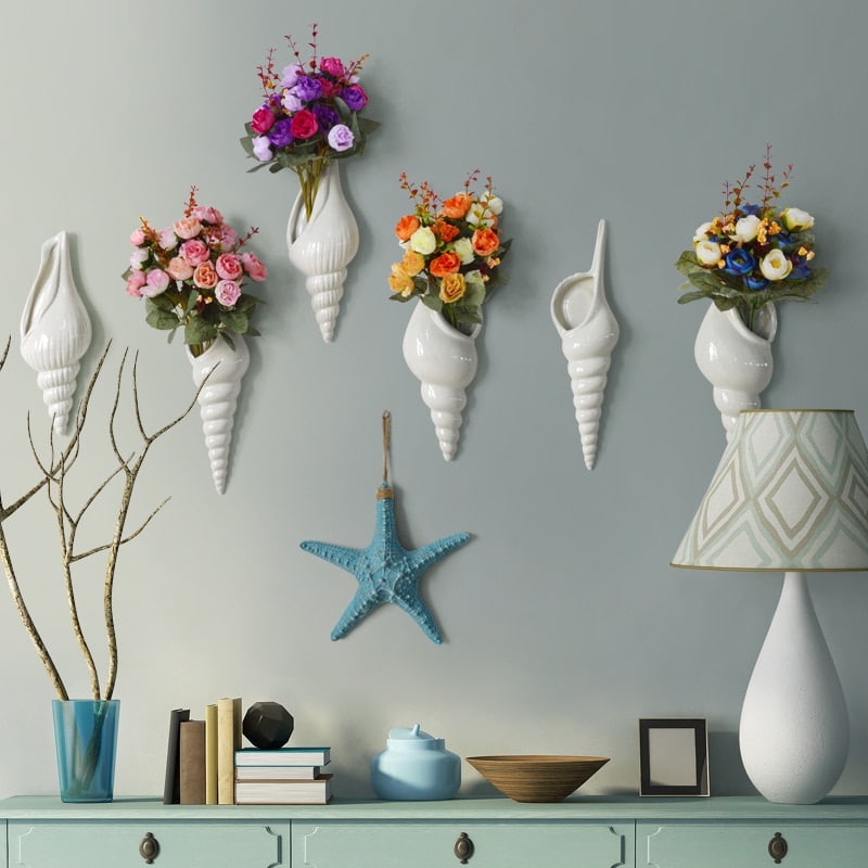 White Shell Hanging Vase