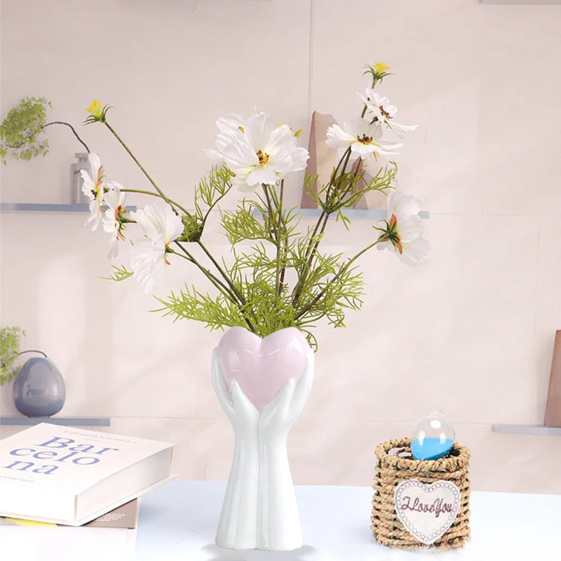 White heart-shaped vase