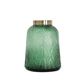 Art deco glass vase with foliage pattern