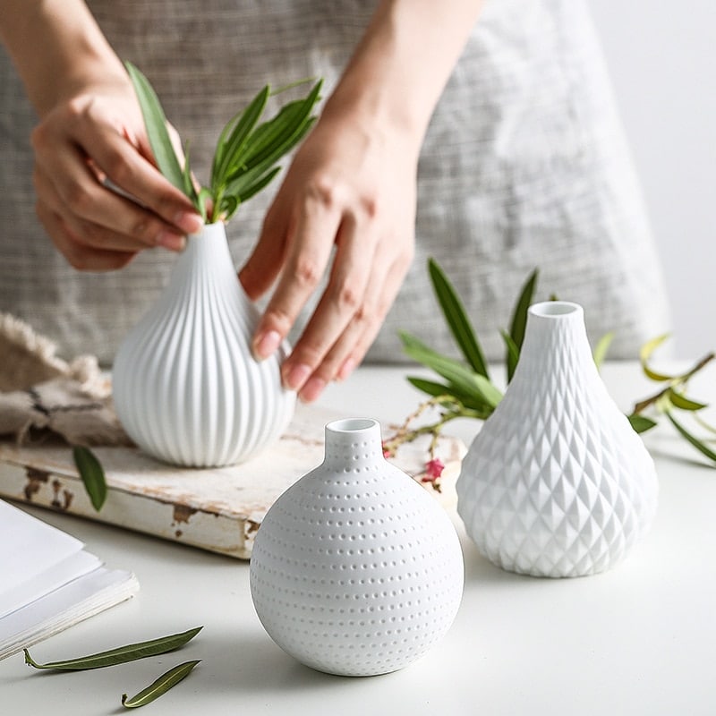 Minimalist white ball vase