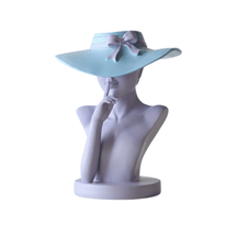 Retro style woman bust vase with hat
