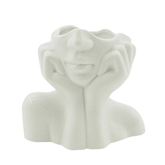 White decorative woman's head vase
